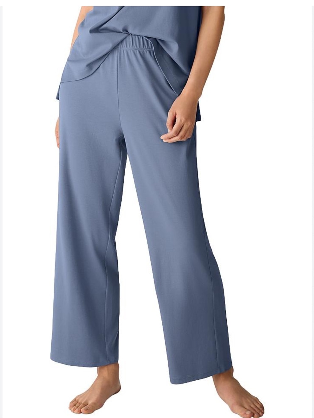 Wide-Leg Elastic-Waist Pants in Navy